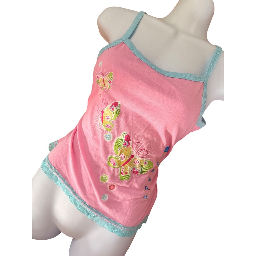 NWT Y2K 2000s The Childrens Place Girls Butterfly Camisole Lace trim Top